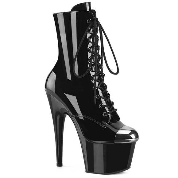 Pleaser Adore 1020ESC Black Platform High Heel Ankle Boots - Picture 1 of 5